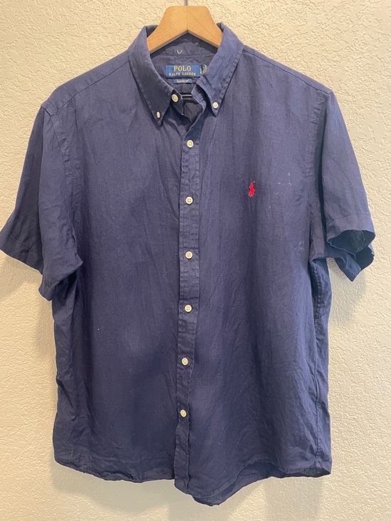Polo Ralph Lauren Other - Polo Ralph Lauren Short Sleeve Button Down Shirt Blue Size M Distressed Flawed